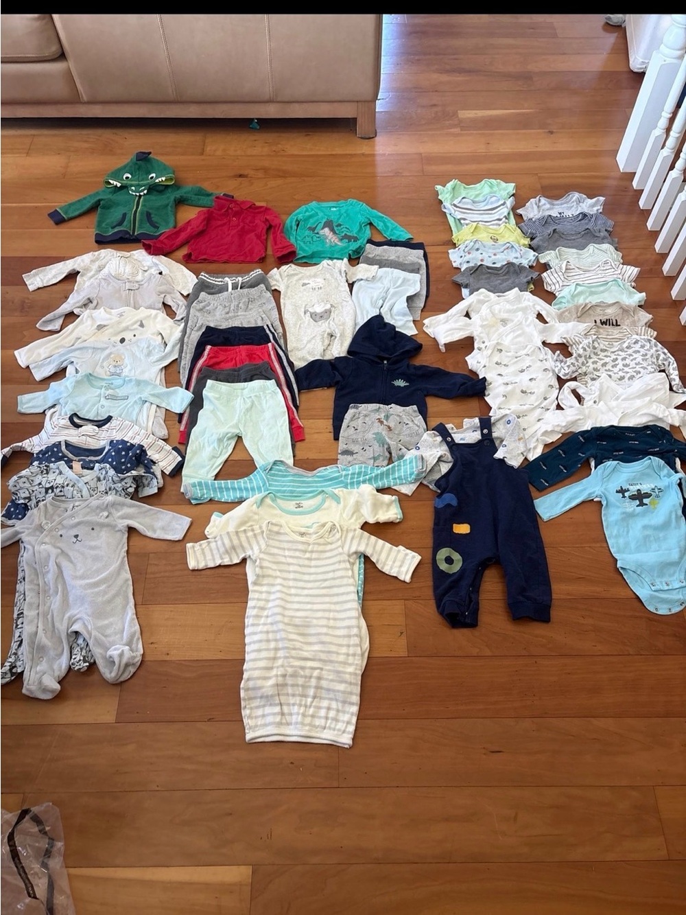 Assorted Kids Footed One-Piece Pack in Blue, White, Gray and Mint